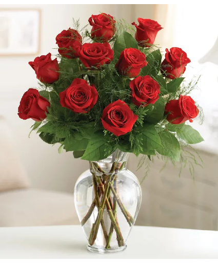 RED ROSES IN A VASE  