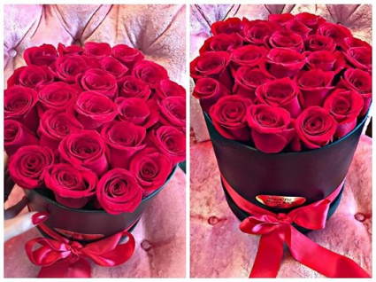 Red Roses in Hat Box 