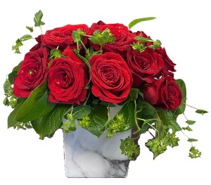 Red Roses in Marble A Davis Floral Design