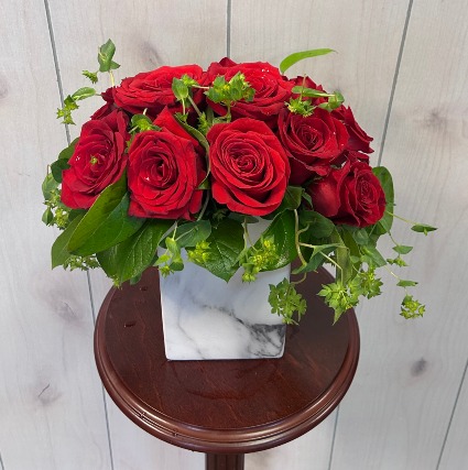 Red Roses in Marble A Davis Floral Design