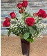 Red Roses in Red Vase Roses