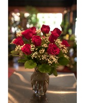 Red Roses One Dozen with Baby's Breath