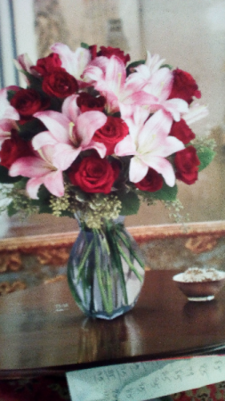 Red Roses pink lily T15_1a