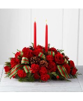 Red Roses, Red Carnations Ribbons, Pinecones, Cand 