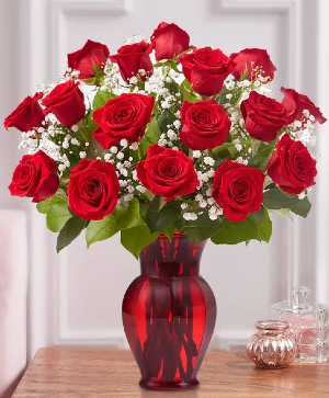 Red Roses Ruby Vase
