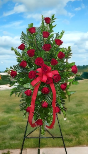 Red Roses Standing Easel Spray