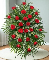 RED ROSES STANDING SPRAY of Funeral Flowers