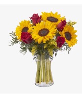 Red Roses & Sunflowers 