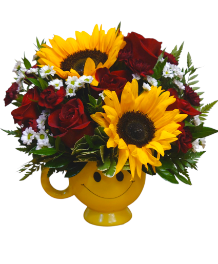 Red Roses Sunny Smile Bouquet Flower Arrangement