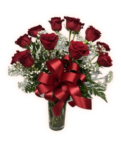 One Dozen Red Roses Vase Arangement