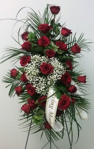 Red Roses with Babies Breath Heart 