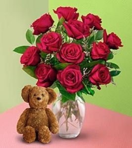 Red Roses with Bear roses