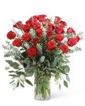 Red Roses with Eucalyptus Foliage (24) Flower Arrangement