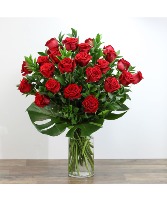Red Roses with Modern Foliage (24) Roses
