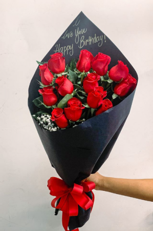 Red Roses Wrapped Bouquet 