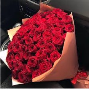  50 red roses wrapped brown paper Roses 
