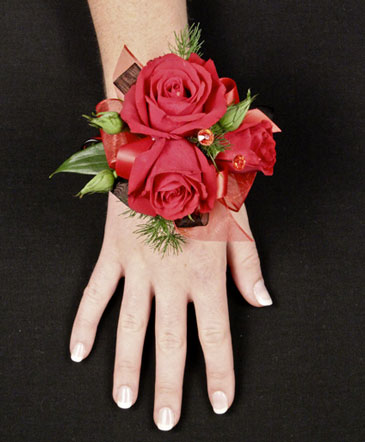 PUTTING ON THE RITZ RED Prom Corsage in Hillsboro, OR | FLOWERS BY BURKHARDT'S