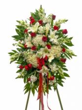 RED ROSE/WHITE HYDRANGEA STANDING SPRAY RST-4 WAS 245.00. Now $165.00