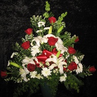 Red Rose/White Lily Sympathy Basket