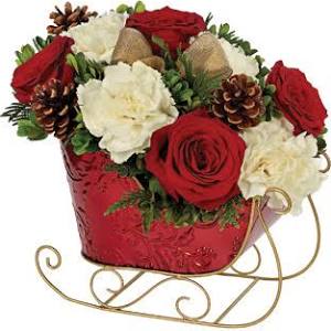 Red Sleigh Christmas Arrangment