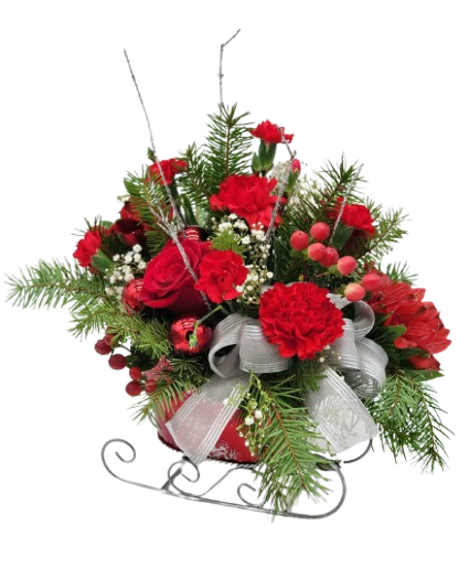 Red Sleigh Christmas Centerpiece