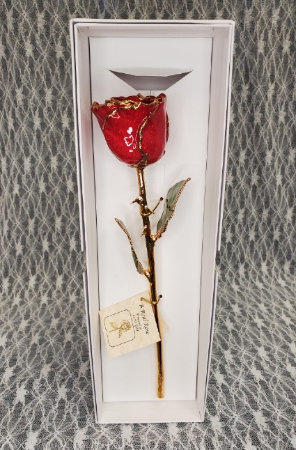 Red Sparkle Gold Dipped Rose 