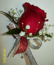 Red Sparkle Prom Boutonniere