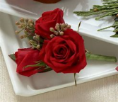 Red Spray Rose Boutonniere 