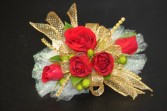 Red Spray Roses Gold Accents