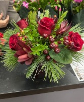 Red Square Vase Red glass vase arrangement