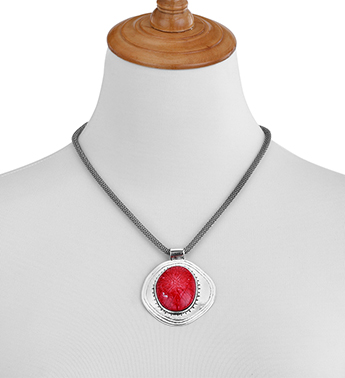 Red Stone Medallion Necklace Fort Worth Gift Shop