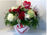 Red Swirl Heart Valentines arrangement