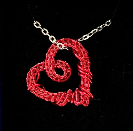 Red Tilted Heart Necklace 