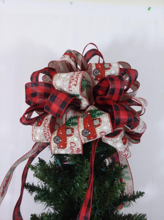 Red Truck Tree Topper Bow Christmas Tree Toppers in Phoenix, NY - MICHELLE'S BASKETS & BOWS
