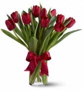 Radiant Red Tulips Vase Arrangement