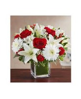 Red Velvet  Glass Cube Arrangement