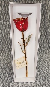 Red w/ Red Sparkles Gold Dipped Rose 