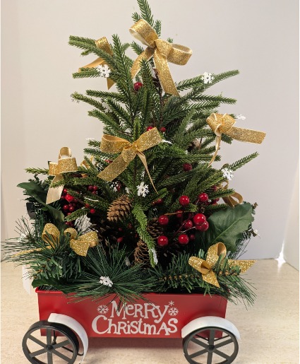 Red Wagon with Christmas Tree NFS-RWCT