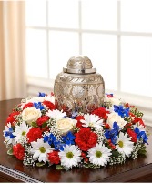Red, White and Blue Cremation Wreath 