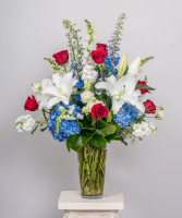Red, White and Blue Garden Vase