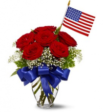 Red White and Blue Rose Vase Vase Arrangement