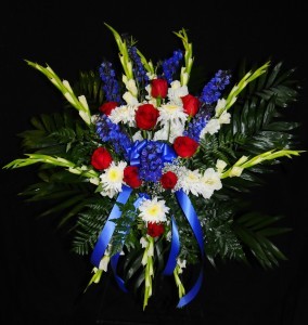 Red, White and Blue Standing Spray 3D Floral Design