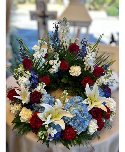 Red, White and Blue Urn Arrangement