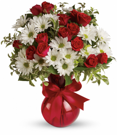 Red white and you Valentine bouquet