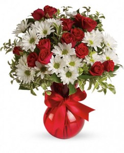 Red White and You Vase Arrangement