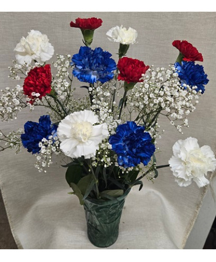 RED, WHITE & BLUE CARNATIONS Grandparents Day