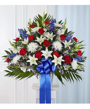 Red White Blue Funeral Basket sympathy
