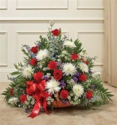 Red, White & Blue Mixed Fireside Basket Funeral - Sympathy