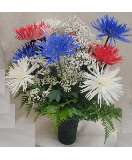 Red, White & Blue Spider Mums Father's Day