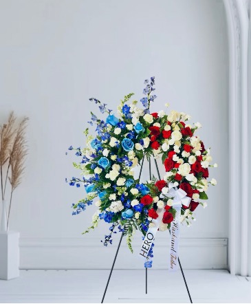 Red, White & Blue Standing Wreath in Chehalis, WA | BENNY'S FLORIST & GREENHOUSE Red, White & Blue Standing Wreath in Chehalis, WA | BENNY'S FLORIST & GREENHOUSE